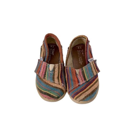 Toms Kids Multicolor Striped Slip On EUC - Picture 1 of 5